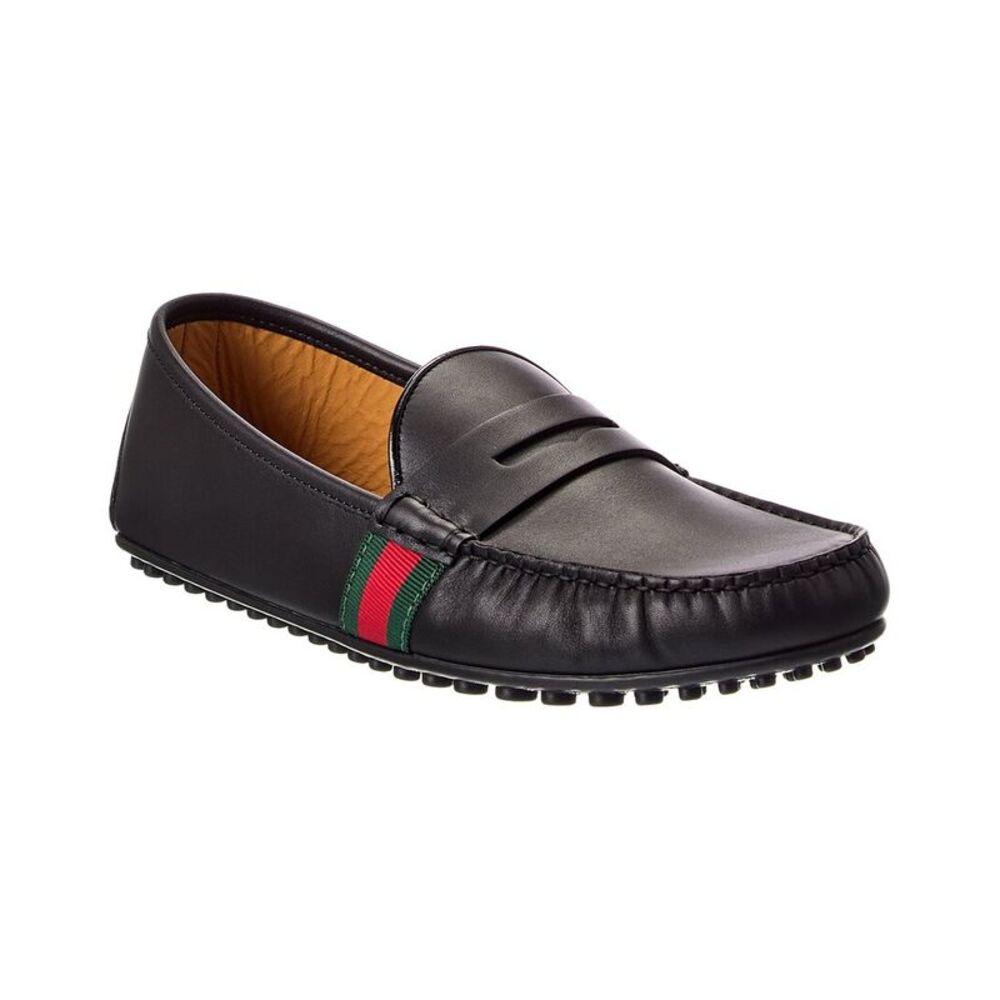 Gucci Web Leather Driver, Black